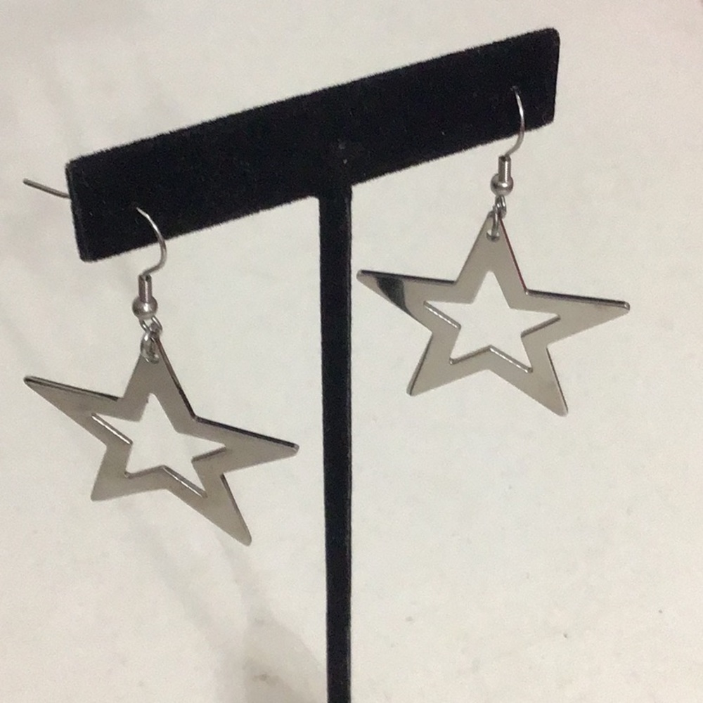 STAR Shaped for a Star Silver 316 Stainless Steel Pierced Earrings.